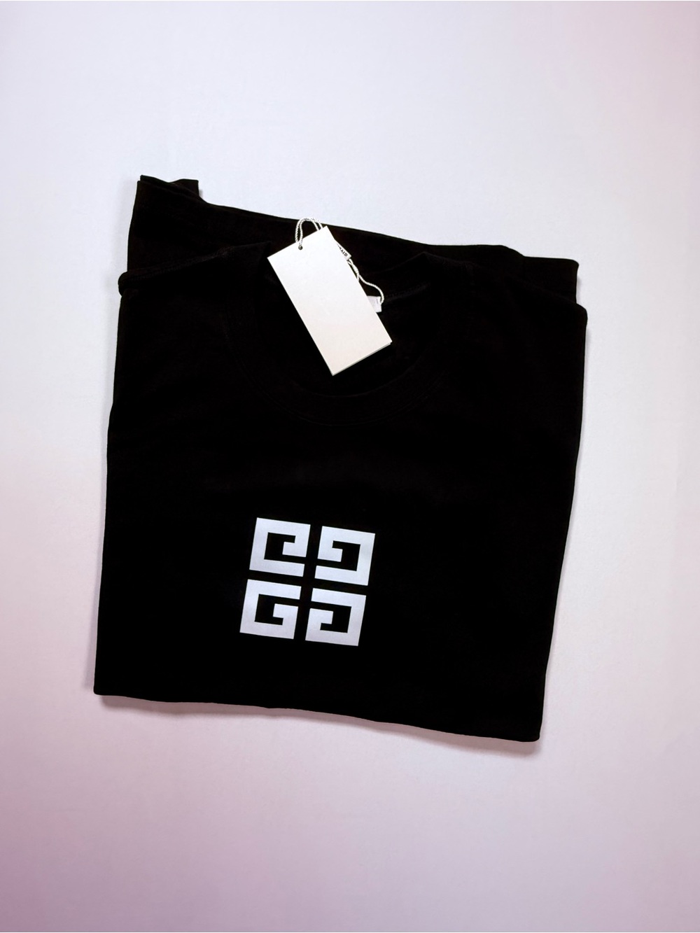 Givenchy Black Short Sleeve Logo Tee with White Emblem